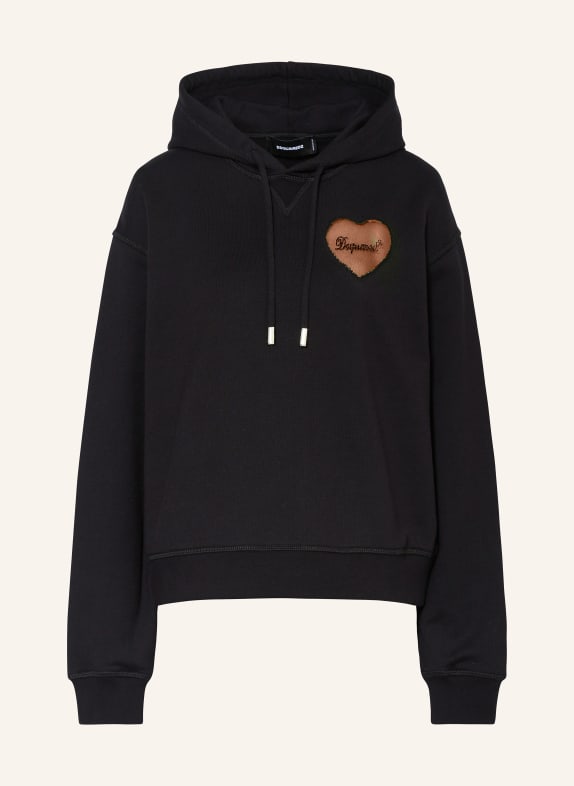 DSQUARED2 Hoodie with decorative gems BLACK