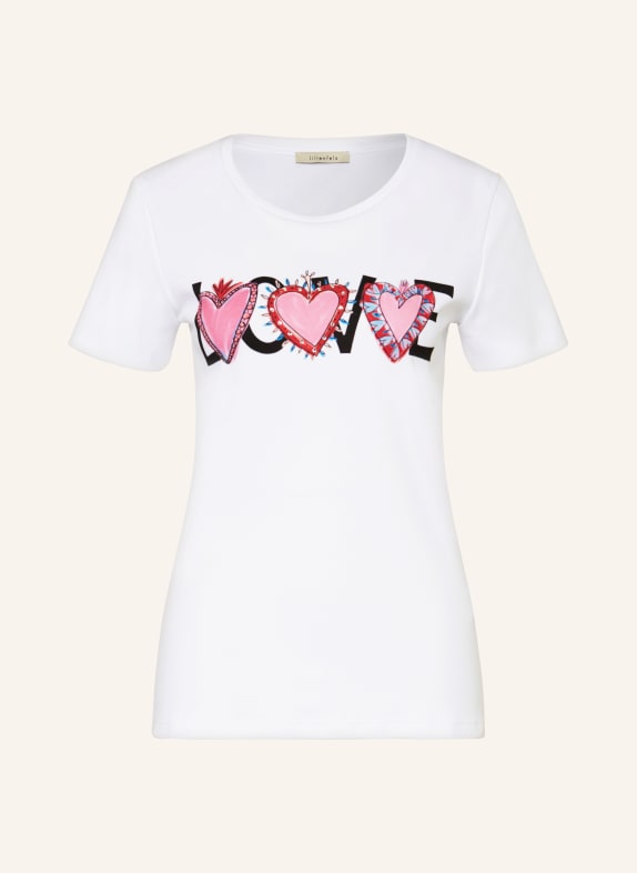 lilienfels T-shirt z obszyciem ozdobnymi kamykami BIAŁY/ RÓŻOWY