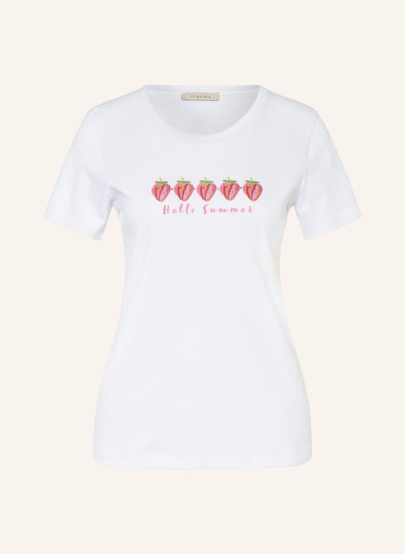 lilienfels T-shirt z obszyciem ozdobnymi kamykami BIAŁY/ BLADORÓŻOWY/ POMARAŃCZOWY