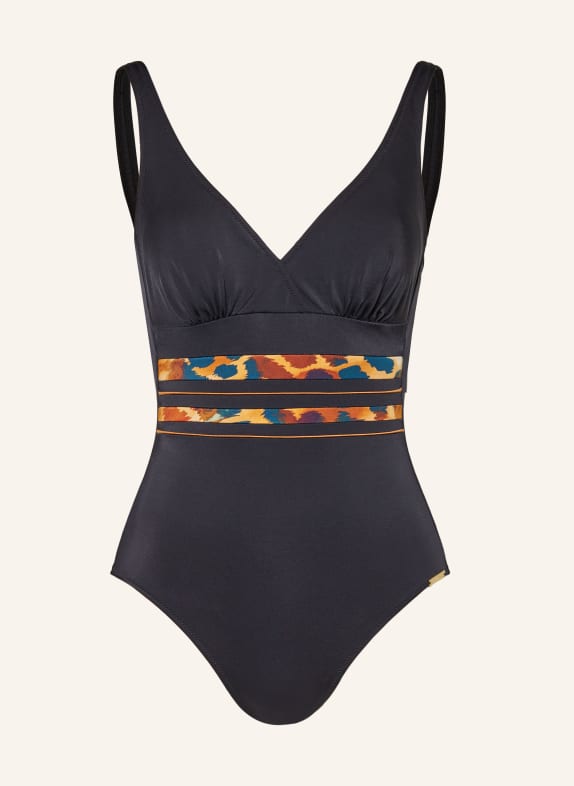 Charmline Shaping swimsuit DESERT SUNSET BLACK/ DARK BLUE/ ORANGE