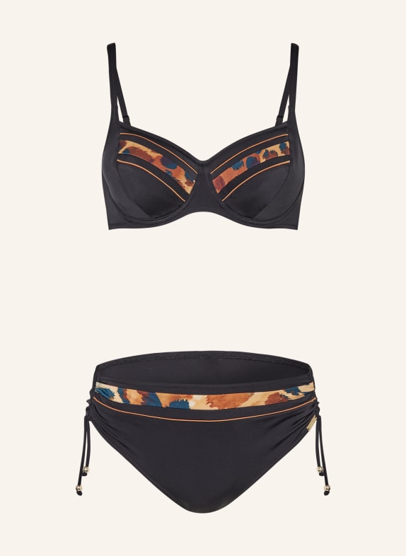 Charmline Bikini z fiszbinami DESERT SUNSET CZARNY/ CIEMNOPOMARAŃCZOWY/ PETROL