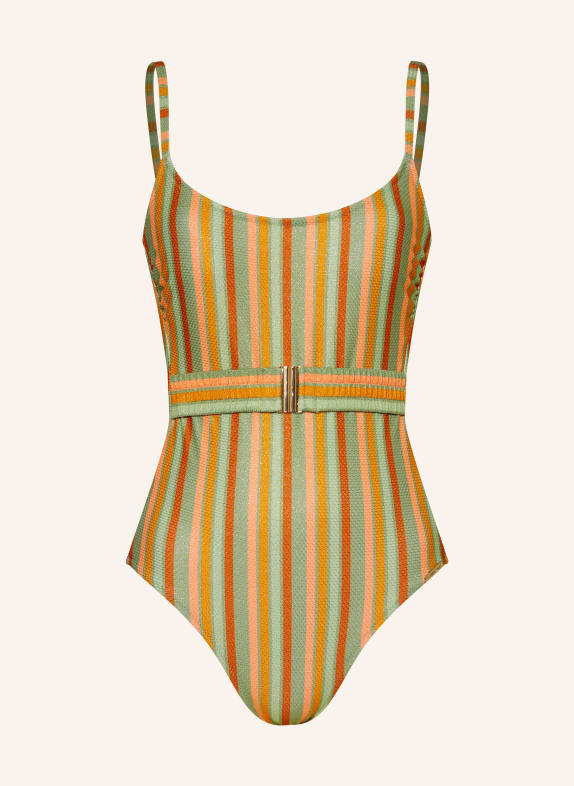 watercult Swimsuit RETRO TRIBUTES with glitter thread LIGHT GREEN/ ORANGE