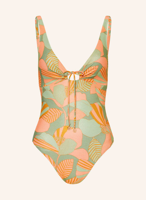 watercult Swimsuit RETRO TRIBUTES with glitter thread LIGHT GREEN/ ORANGE