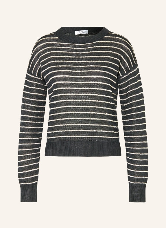 BRUNELLO CUCINELLI Sweater with sequins DARK GRAY/ LIGHT GRAY