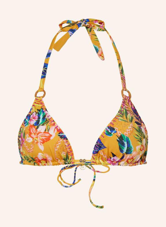 watercult Triangel-Bikini-Top SUNSET FLORALS DUNKELGELB/ BLAU/ ROT