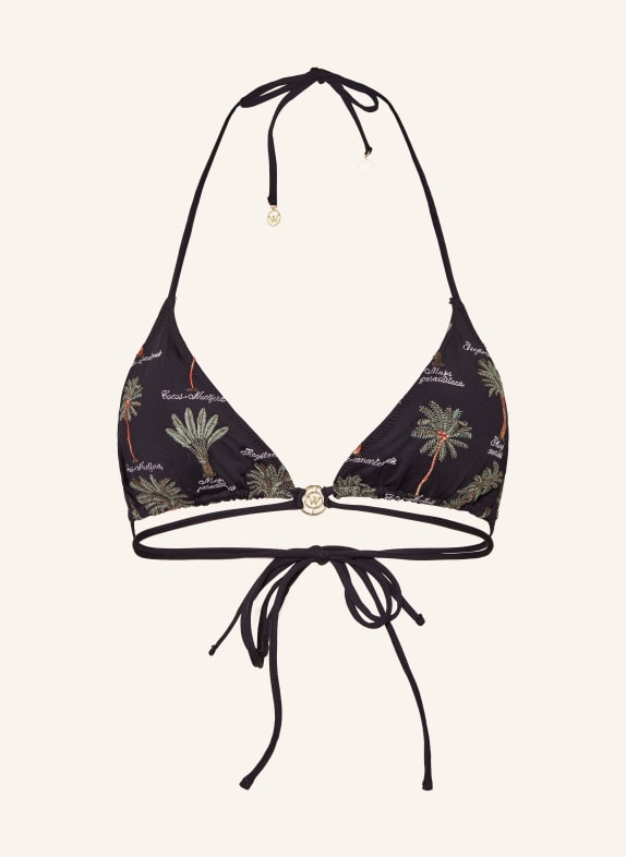 watercult Triangle bikini top ART HERBARIA BLACK/ GREEN