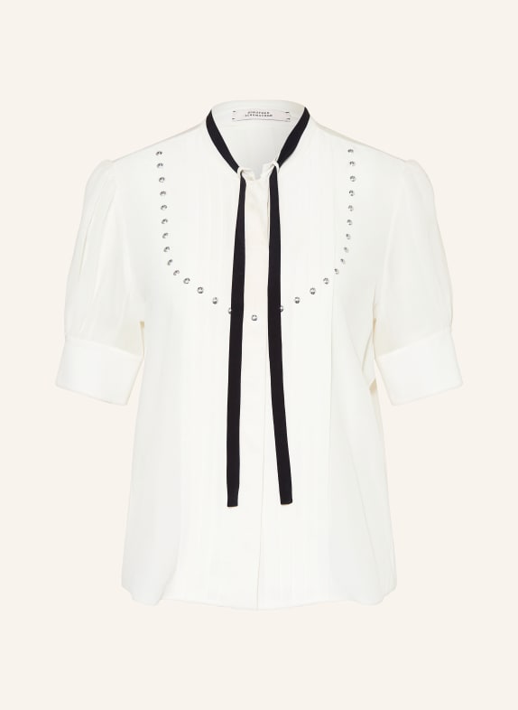 DOROTHEE SCHUMACHER Silk blouse PLEATED BEAUTY BLOUSE with rivets WHITE