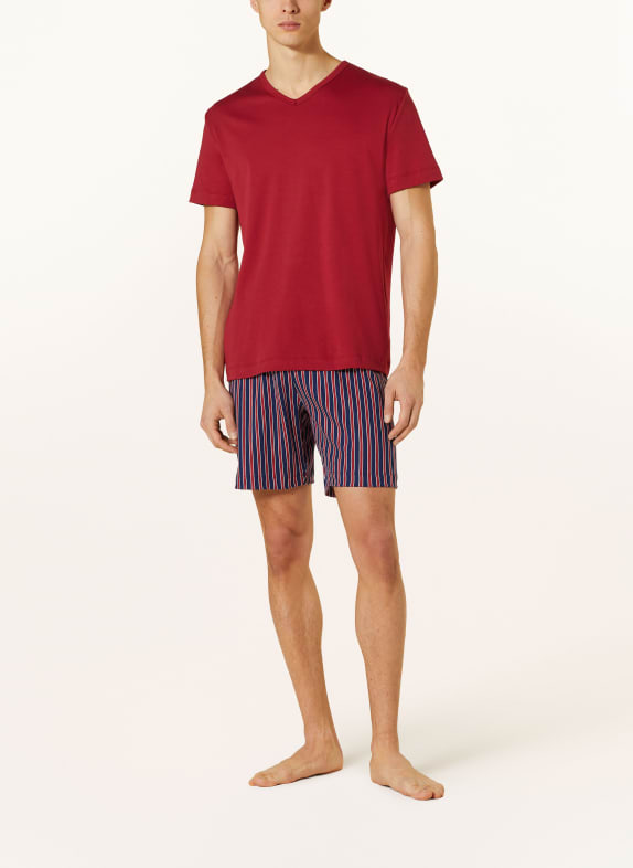 mey Sovshorts i serien GRAPHIC STRIPES MÖRKBLÅ / MÖRKRÖD / VIT