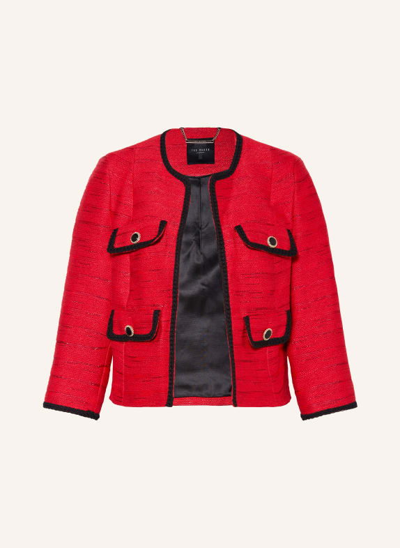 TED BAKER Boxy jacket OLIVAN made of tweed with glitter thread RED