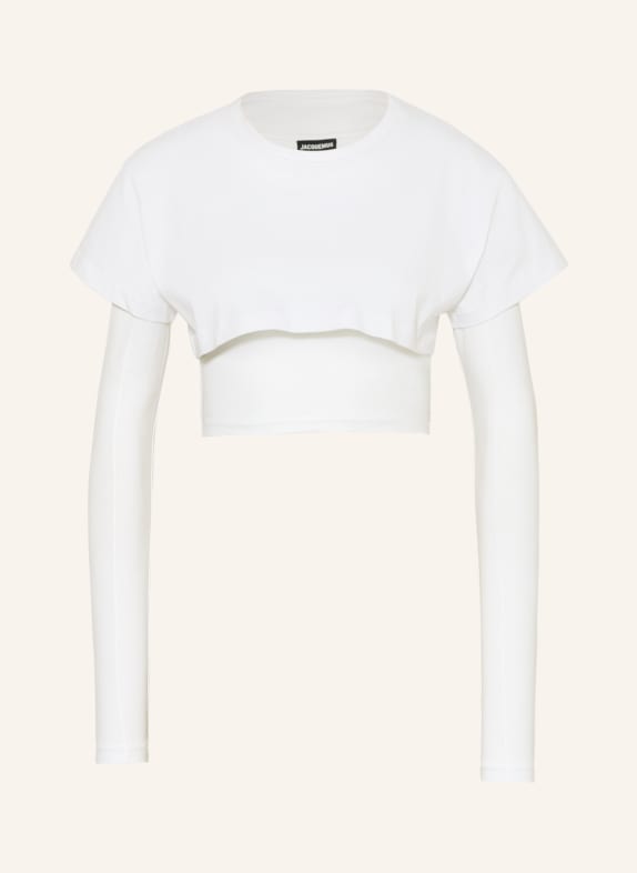 JACQUEMUS Cropped-Longsleeve LE DOUBLE T-SHIRT WEISS