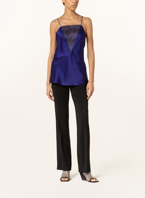 STELLA McCARTNEY Satinbluse MØRKELILLA