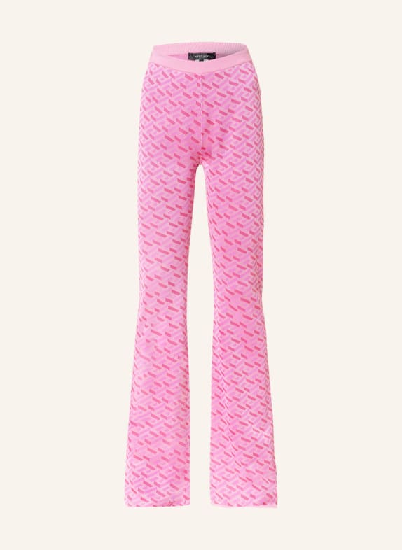 VERSACE Knit trousers LA GRECA with silk PINK/ FUCHSIA/ LIGHT PINK
