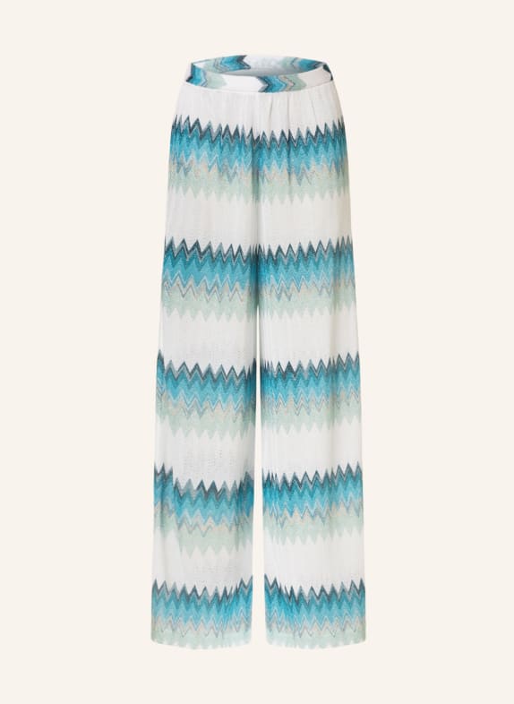 MISSONI Marlenehose mit Glitzergarn WEISS/ BLAU/ HELLBLAU