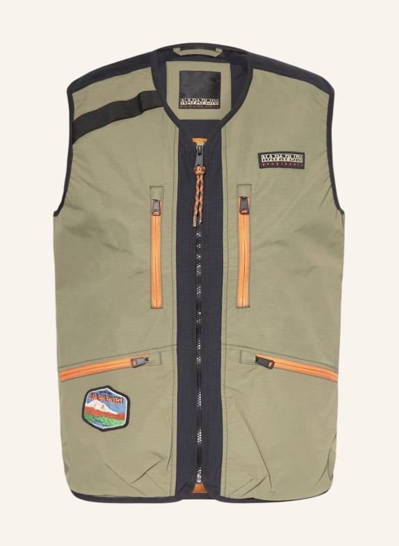 NAPAPIJRI Utility-Weste CHINCHIPE OLIV / SCHWARZ / ORANGE