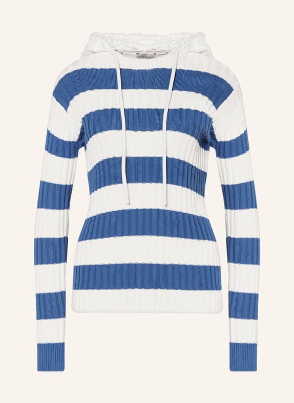 MONCLER Pullover mit abnehmbarer Kapuze WEISS/ BLAU