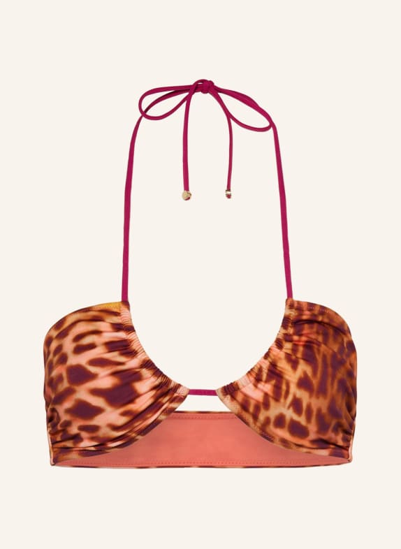 STELLA McCARTNEY SWIMWEAR Triangle bikini top BROWN/ PINK/ PURPLE