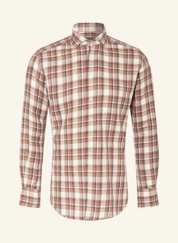 ARTIGIANO Linen shirt classic fit WHITE/ BROWN