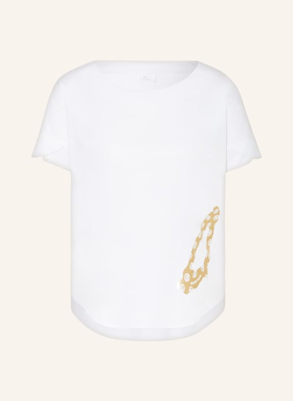 SPORTALM T-Shirt im Materialmix WEISS/ GOLD