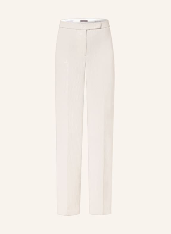 PESERICO Wide leg trousers with sequins WHITE