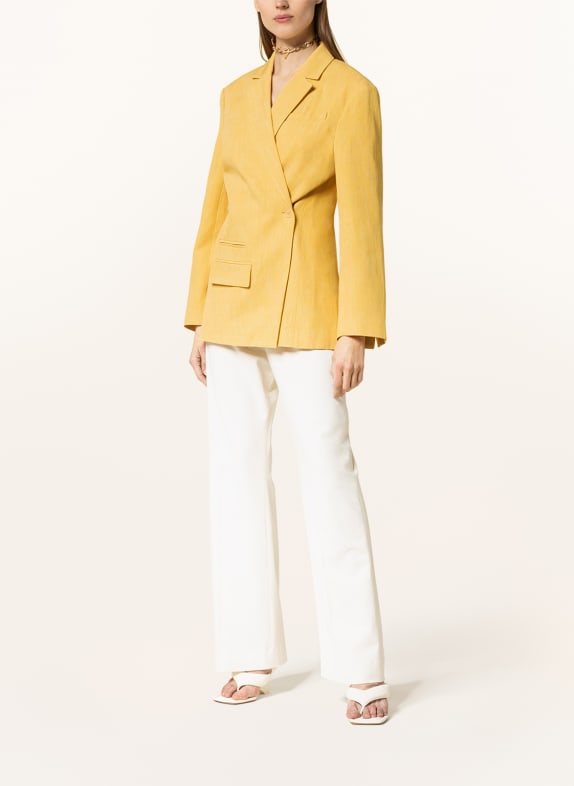 JACQUEMUS Blazer LA VESTE TIBAU i linne MÖRKGUL