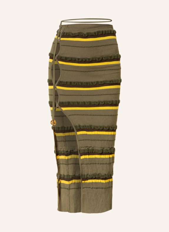 JACQUEMUS Skirt LA JUPE MAILLE CONCHA With cut-outs KHAKI/ DARK BROWN/ YELLOW
