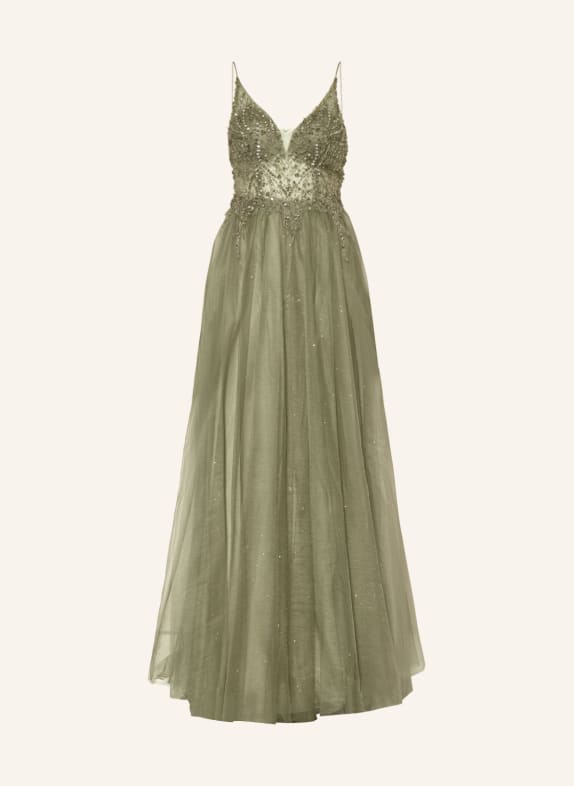 unique Evening dress with decorative gems DARK GREEN