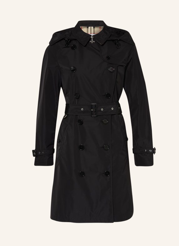 BURBERRY Trench coat KENSINGTON with detachable hood BLACK