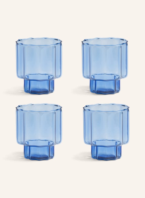 &k amsterdam Set of 4 drinking glasses BLOOM BLUE