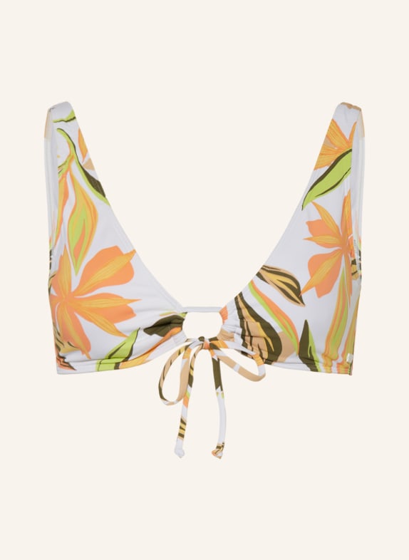 ROXY Bralette bikini top PRINTED BEACH CLASSICS WHITE/ LIGHT ORANGE/ KHAKI