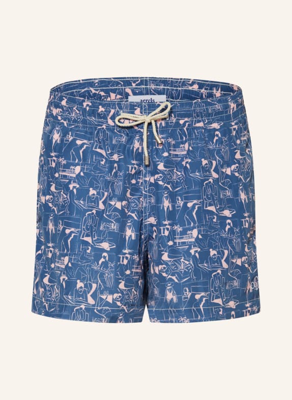 arrels BARCELONA Swim shorts BLUE VACANCES × QUENTIN MONGE BLUE/ PINK