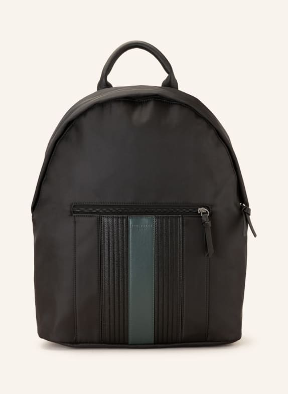 TED BAKER Plecak RUCKEN z kieszenią na laptop CZARNY/ CIEMNOZIELONY