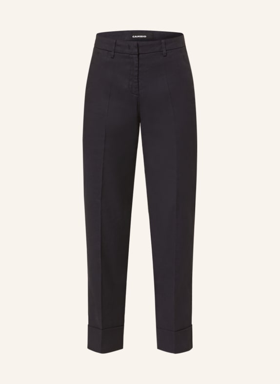 CAMBIO 7/8-Hose KRYSTAL mit Leinen  DUNKELBLAU/ SCHWARZ