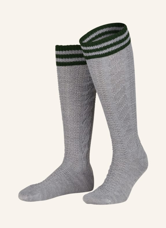 LUSANA Trachten knee high stockings GRAY/ DARK GREEN