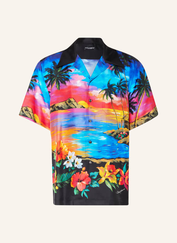 DOLCE & GABBANA Resort shirt Hawaii fit made of silk BLUE/ BLACK/ RED