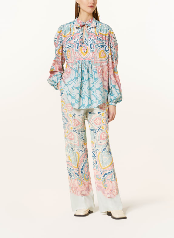 ETRO overhemdblouse WIT / MINT / LICHTROOD