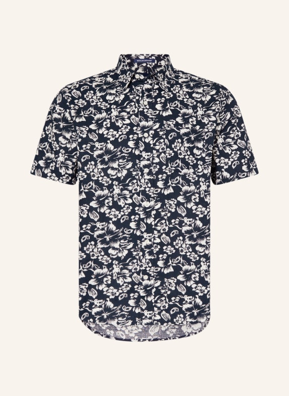 GANT Kurzarm-Hemd Regular Fit mit Leinen DUNKELBLAU/ WEISS