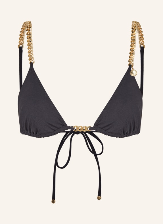 STELLA McCARTNEY SWIMWEAR Triangle bikini top BLACK/ GOLD