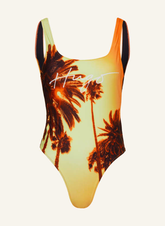 HUGO Swimsuit UNDER PALMS YELLOW/ ORANGE/ DARK BROWN