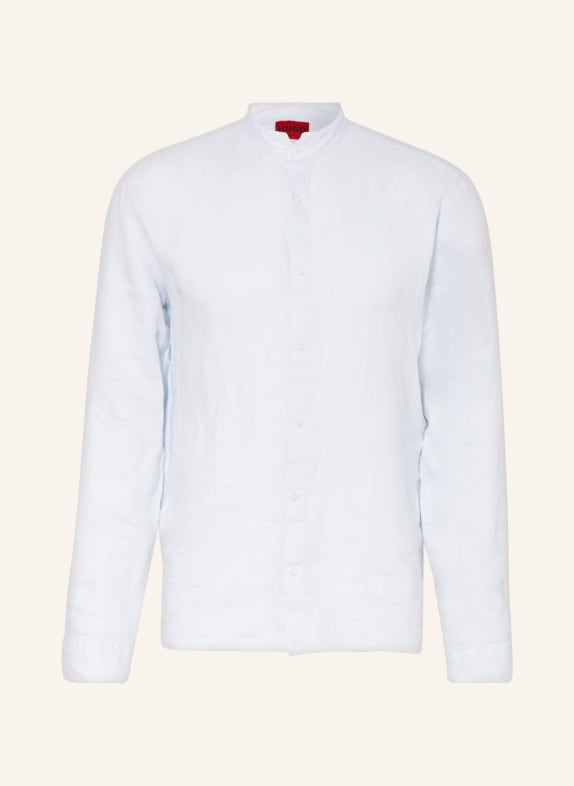 HUGO Linen shirt ELVORY slim fit with stand-up collar
