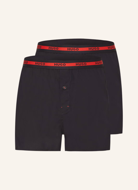 HUGO 2-pack woven boxer shorts BLACK