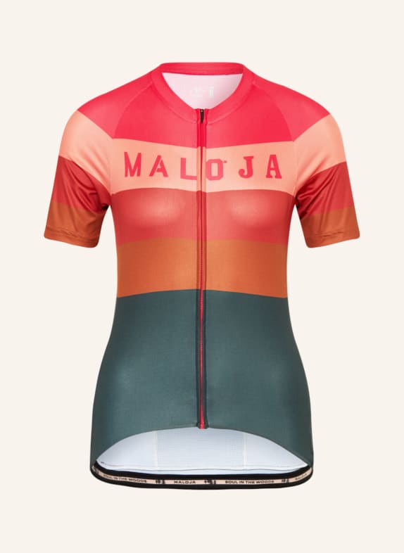 maloja Cycling jacket MADRISANM. with mesh GREEN/ LIGHT ORANGE/ LIGHT RED