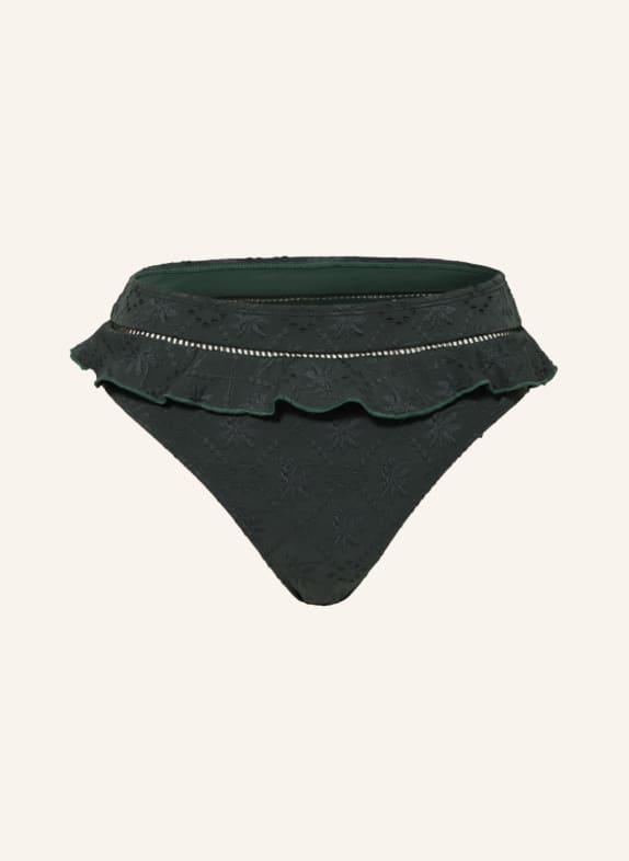 BEACHLIFE High-Waist-Bikini-Hose GREEN EMBROIDERY DUNKELGRÜN