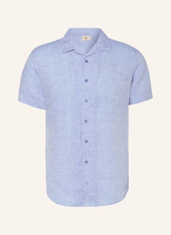 Q1 Manufaktur Short sleeve shirt extra slim fit made of linen LIGHT BLUE