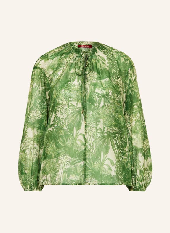 MaxMara STUDIO Shirt blouse COBRA with silk GREEN/ CREAM