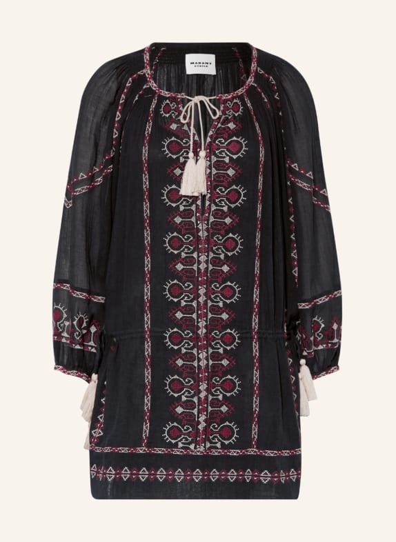 MARANT ÉTOILE Dress PARSLEY with embroidery BLACK/ FUCHSIA/ WHITE