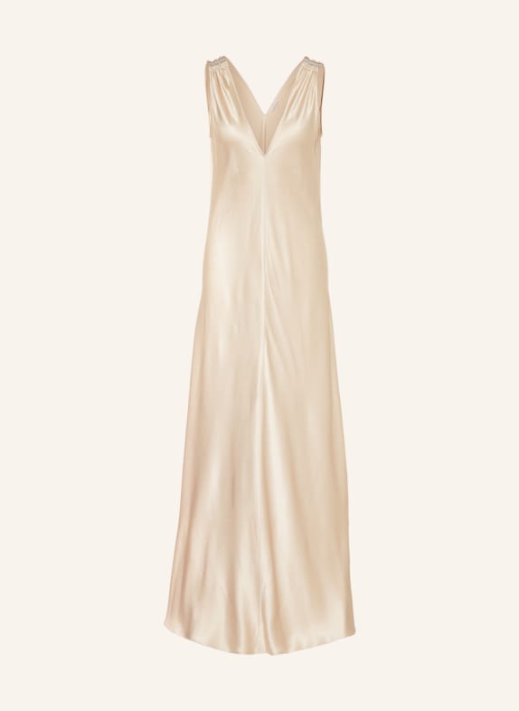 ANTONELLI firenze Evening dress with silk and decorative beads LIGHT BROWN