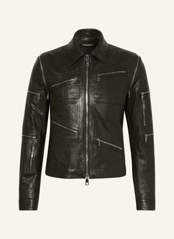 DOLCE & GABBANA 2-in-1 leather jacket BLACK