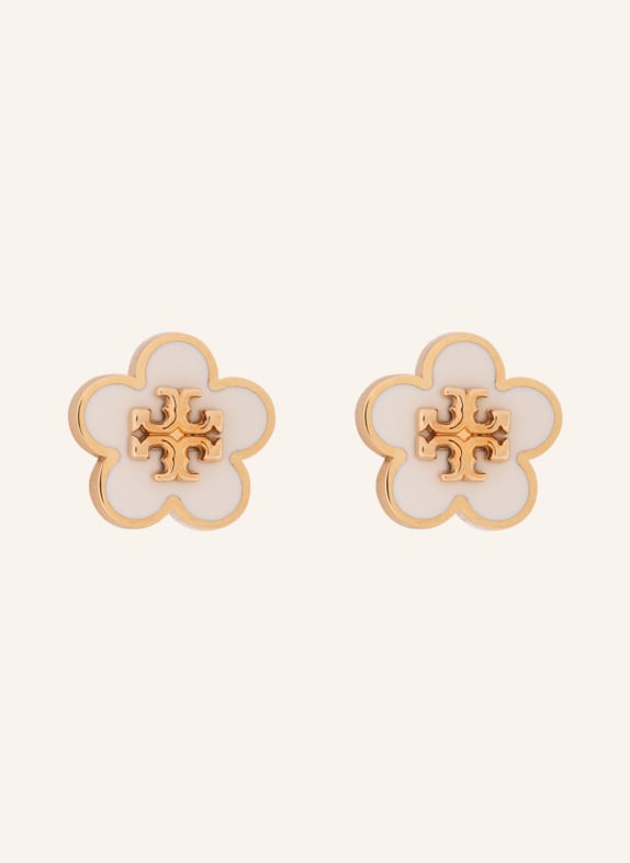TORY BURCH Stud earrings FLOWER STUD CREAM/ GOLD