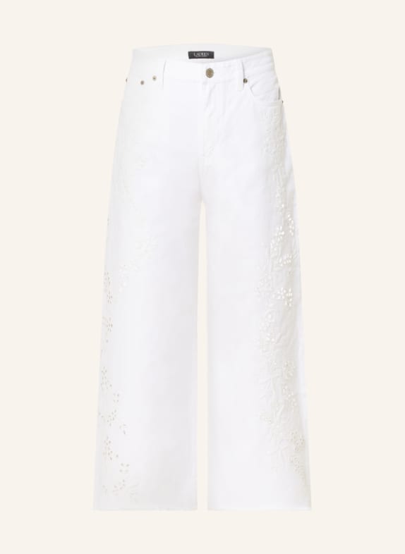 LAUREN RALPH LAUREN Culotte džíny s děrovanými výšivkami