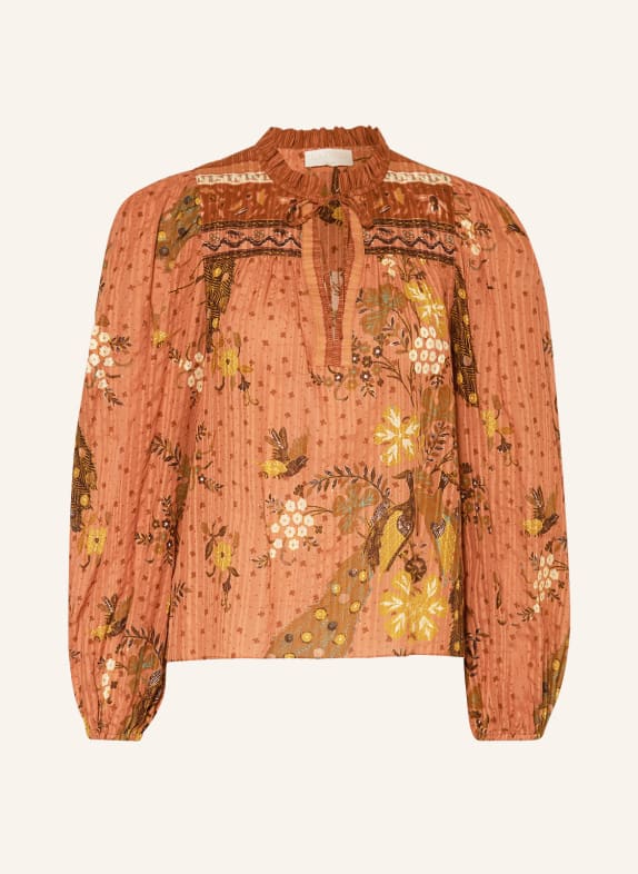 ULLA JOHNSON Shirt blouse RANA with ruffles DARK ORANGE/ ORANGE